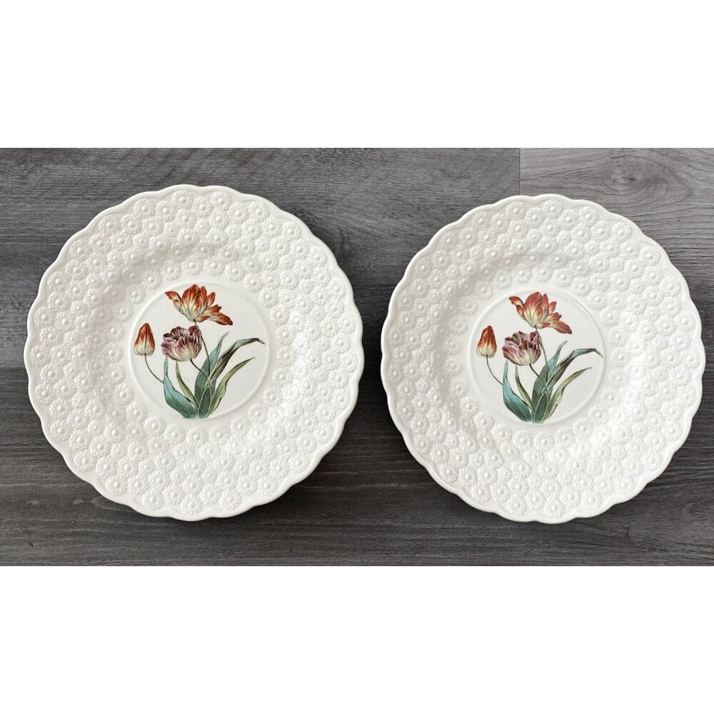 Spode Copeland Tulip Fernleigh Salad Plate Daisy Border Floral White UK ANTIQUE